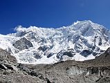 Rolwaling 06 08 Bigphera Go Shar From Near The Face Bigphera Go Shar (6729m) towers over the Trakarding Glacier just below the steep rocks to the Drolambau Glacier. Bigphera Go Shar (also called Likhu Chuli I) was climbed for the first time on October 21, 1960 by Cecile Barbezat of France and Nawang Dorje Sherpa.